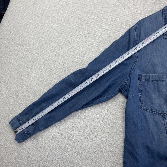 Blue Crush Lumberjack Camp Denim Snap Button Up Shirt Wom Sz XL Western Cowboy - Picture 7 of 11